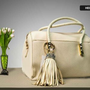 Women's New Pattern Leather Hand Bag with Little Ornaments - HE008 - Best Price for Stylish Handbags in Sri Lanka