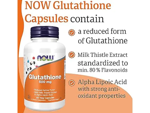 NOW Glutathione 500mg 60 Capsules - Cosmetics.lk