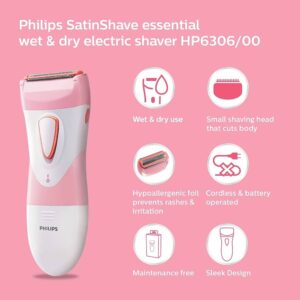 Philips Lady Shave HP6306/00 - Close-up view of the electric shaver for women with white and pink design