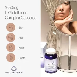 Unleash your inner glow with Relumins Advance White 1650mg 15x Glutathione Complex, the ultimate solution for radiant, even-toned skin. This powerful formula harnesses the science of glutathione, a master antioxidant, to combat dullness, uneven pigmentation, and the visible signs of aging.