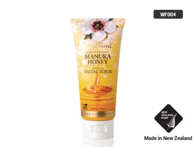 Manuka Honey Refining Facial Scrub is a gentle skin exfoliating scrub containing premium certified Manuka Honey 80+. Blended with apricot kernels and extracts of hibiscus, elderflower, and comfrey - Mobile view