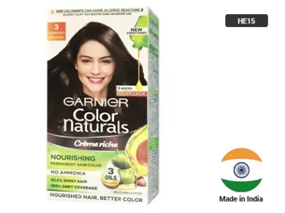 Garnier Color Naturals is crème hair colour which gives 100% Grey Coverage and beautiful rich color | It is an ammonia free hair color and has a superior Colour Lock technology which gives you rich long lasting color that lasts upto 8 weeks.