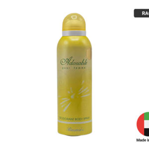 RASASI Adorable Deodorant Body Spray 200ml (Femme). Buy original RASASI Adorable Deodorant Body Spray 200ml in Sri Lanka at cosmetics.lk (Best price & best Quality perfumes & Body Spray in Sri Lanka).